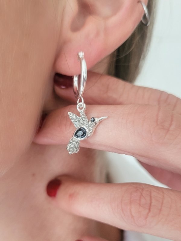 Argollas Colibrí Negro Argollas Colibrí - Acero Blanco