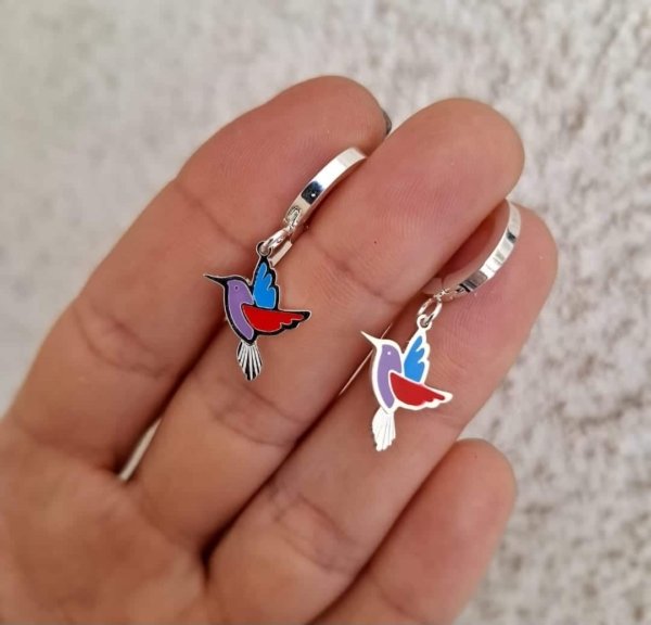 Argollas Ave Coloridas - Acero Blanco