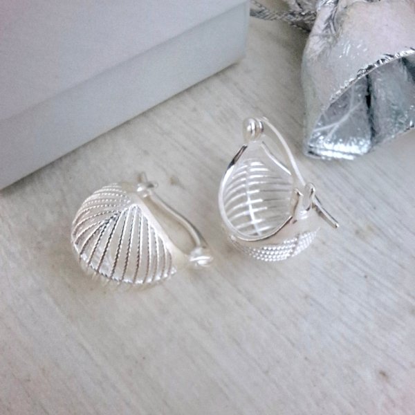 Aros Canasta Rayas - Plata 925