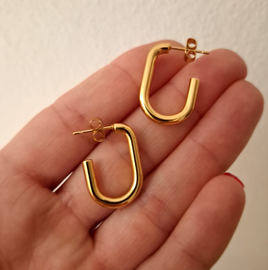 Aros Pasante Tuby Redondos Pequeños - Acero Dorado