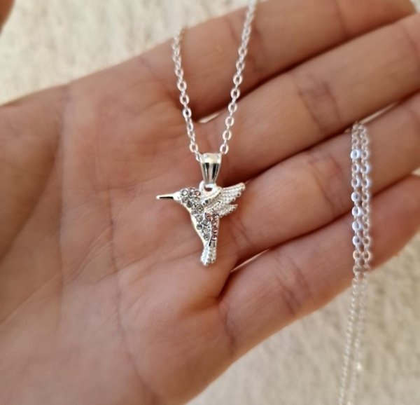 Collar Colibrí - Acero Blanco