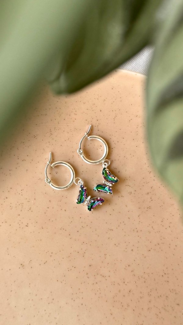 Argollas Mariposas - Acero Blanco