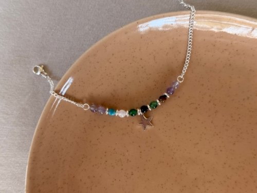 Pulsera Dije Estrella - Acero Blanco