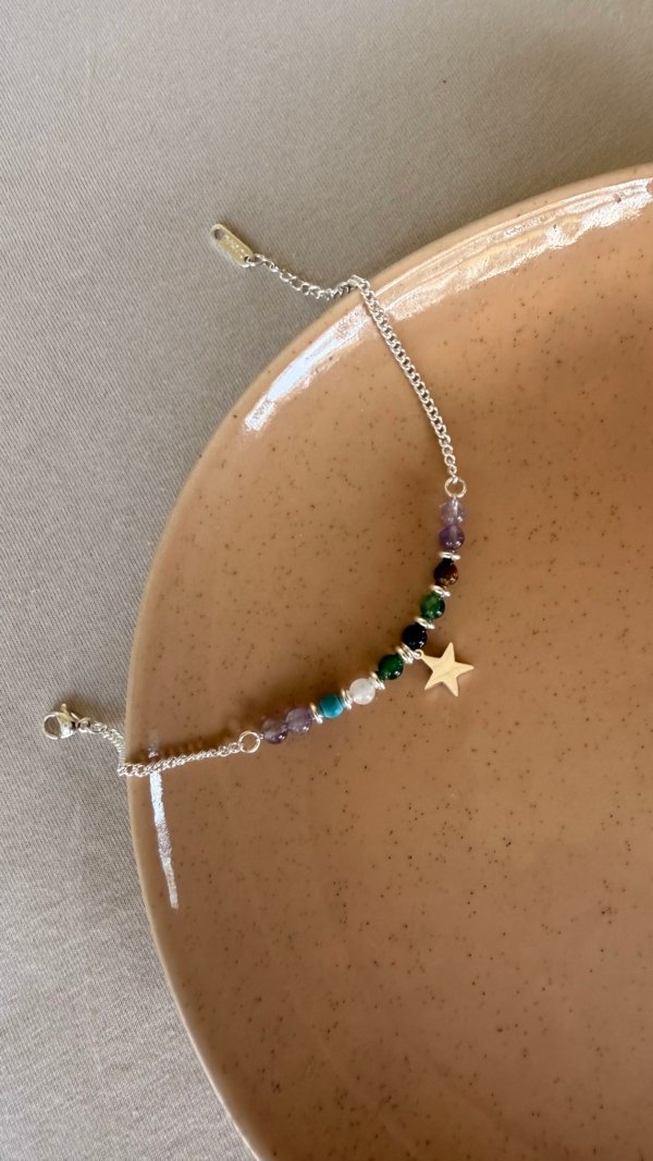 Pulsera Dije Estrella - Acero Blanco