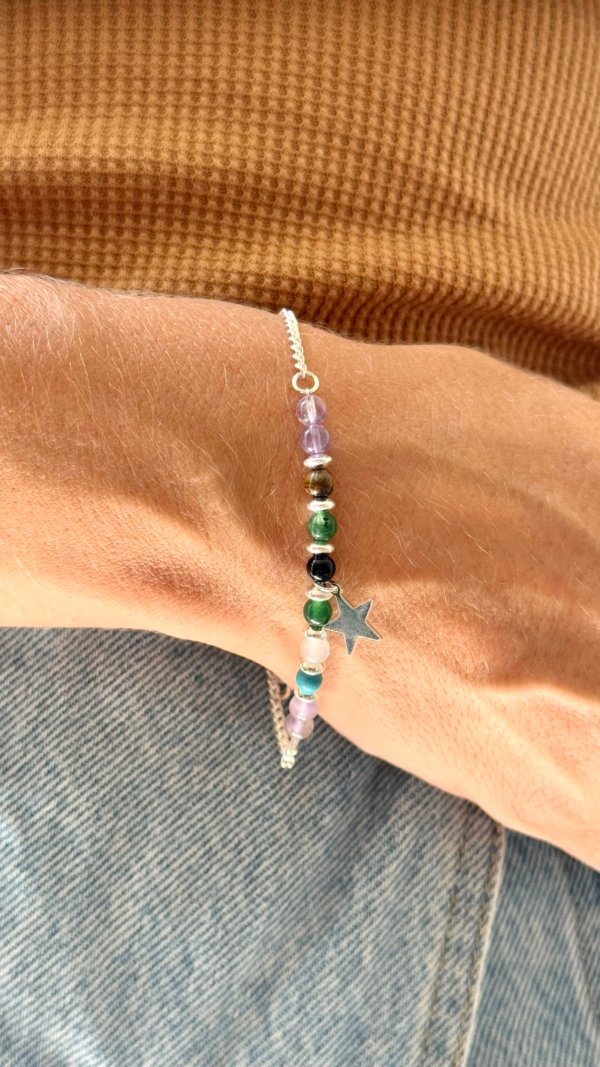 Pulsera Dije Estrella - Acero Blanco