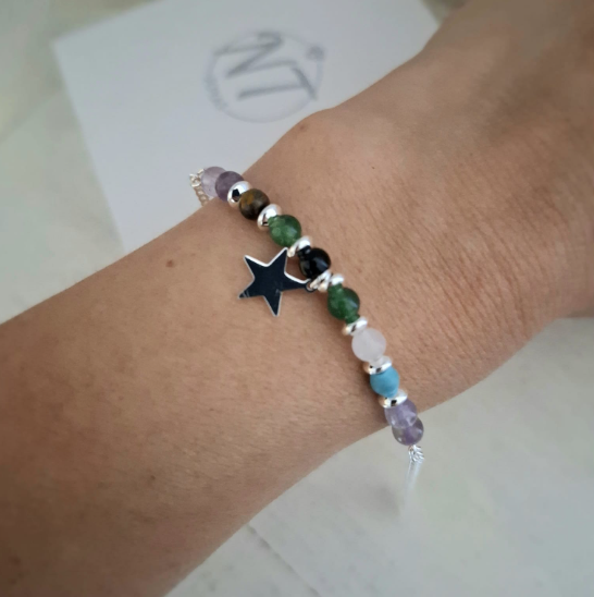 Pulsera Dije Estrella - Acero Blanco