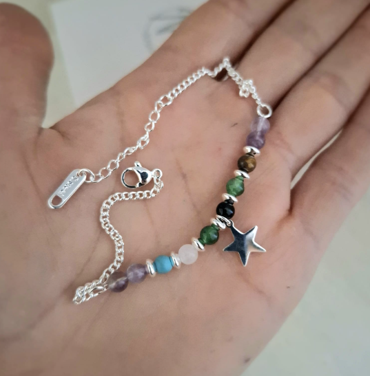 Pulsera Dije Estrella - Acero Blanco