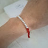 Pulsera Roja Tres - Acero Blanco
