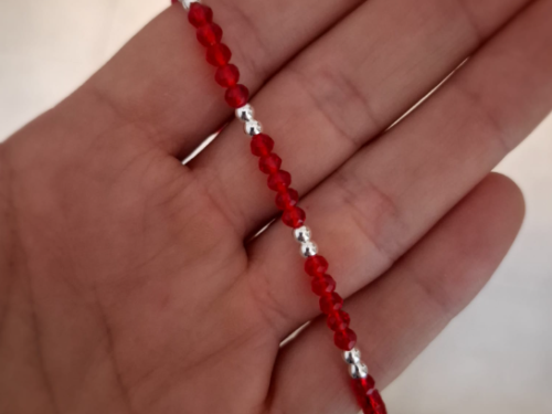 Pulsera Roja Dos - Acero Blanco