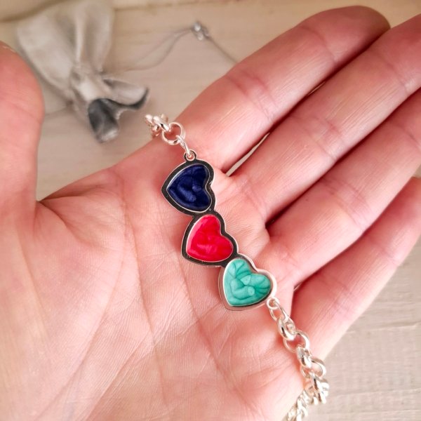 Pulsera Tres Corazones - Acero Blanco