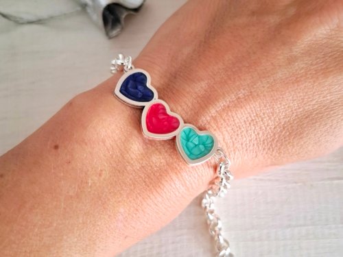 Pulsera Tres Corazones - Acero Blanco