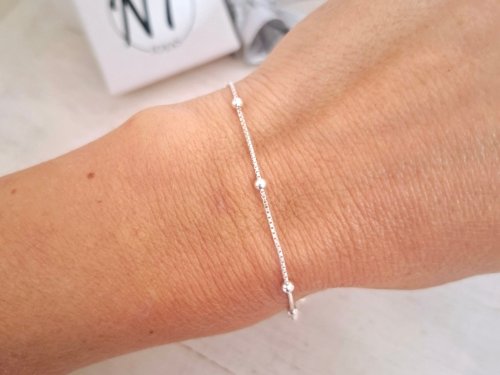Pulsera Cordón más Bolitas - Plata 925