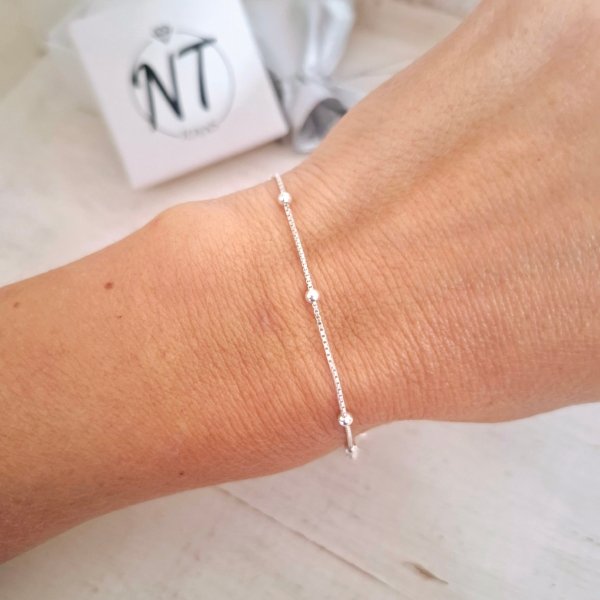 Pulsera Cordón más Bolitas - Plata 925