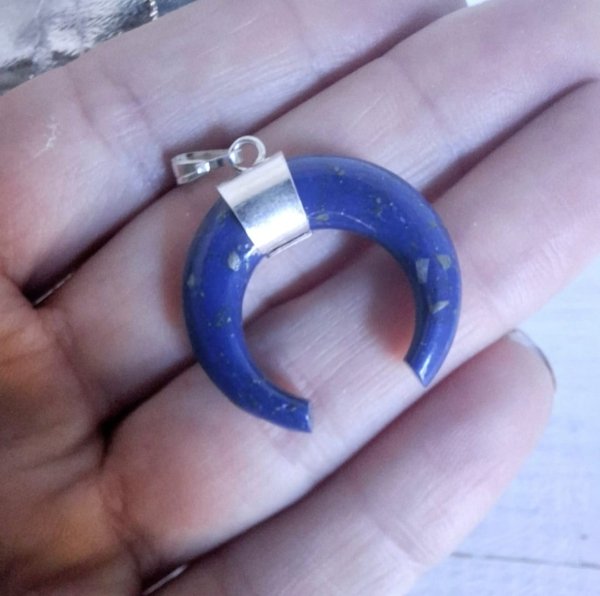 Dije Luna Invertida Azul - Plata 925