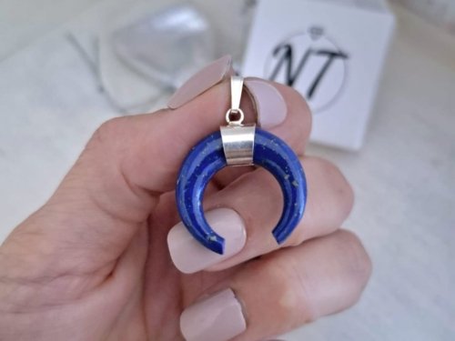 Dije Luna Invertida Azul - Plata 925