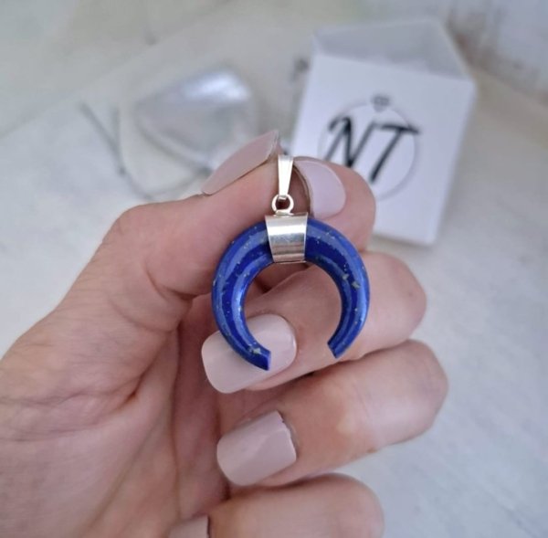 Dije Luna Invertida Azul - Plata 925