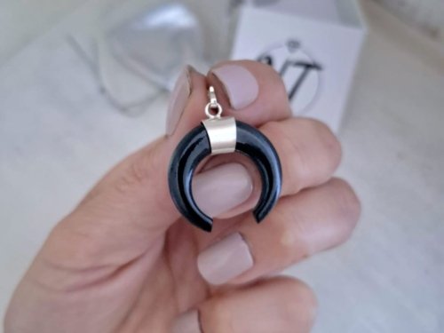 Dije Luna Invertida Negra - Plata 925