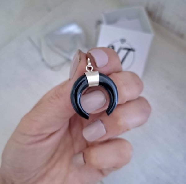 Luna Invertida Natitere Joyas (6) Dije Luna Invertida Negra - Plata 925