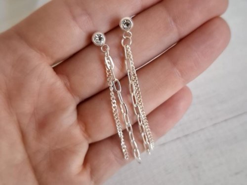 Aros Largos con brillo Aros Largos con Brillo - Acero Blanco