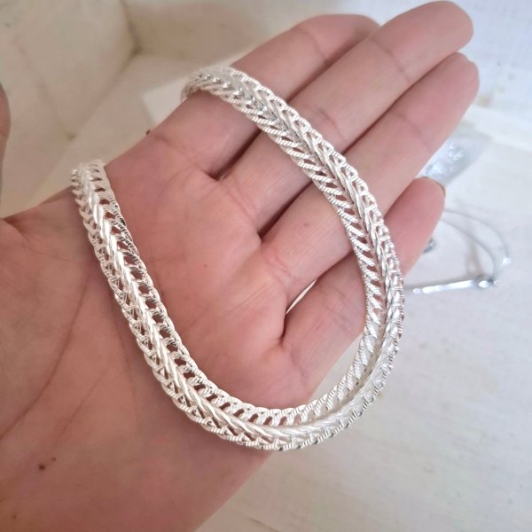 Cadena Espiga Ancha - Acero Blanco