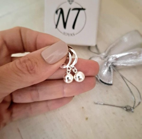 Argollas Brisura Bolitas en Plata 925 Argollas Brisura Bolitas - Plata 925