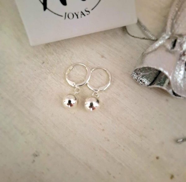 Argollas Brisura Bolitas en Plata 925 Argollas Brisura Bolitas - Plata 925