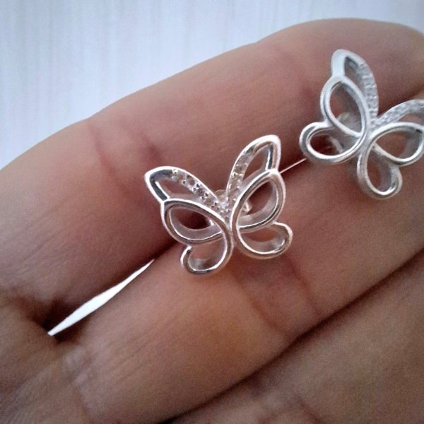 Aros Mariposa con Brillo en Plata 925 Aros Mariposas con Brillo - Plata 925