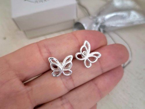 Aros Mariposas con Brillo - Plata 925