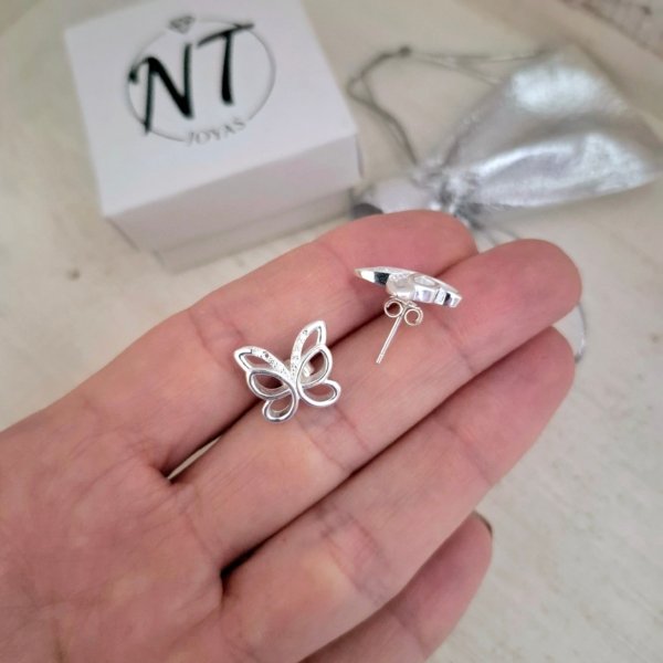 Aros Mariposa con Brillo en Plata 925 Aros Mariposas con Brillo - Plata 925
