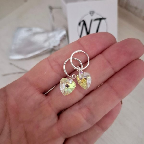 Argollas Corazones Cristal en Plata 925 Argollas Corazones - Plata 925