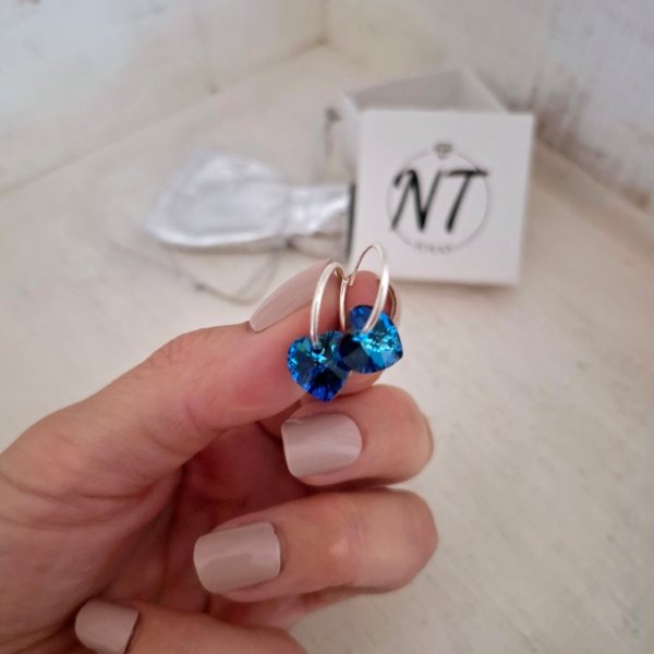 Argollas Corazones Cristal en Plata 925 Argollas Corazones - Plata 925