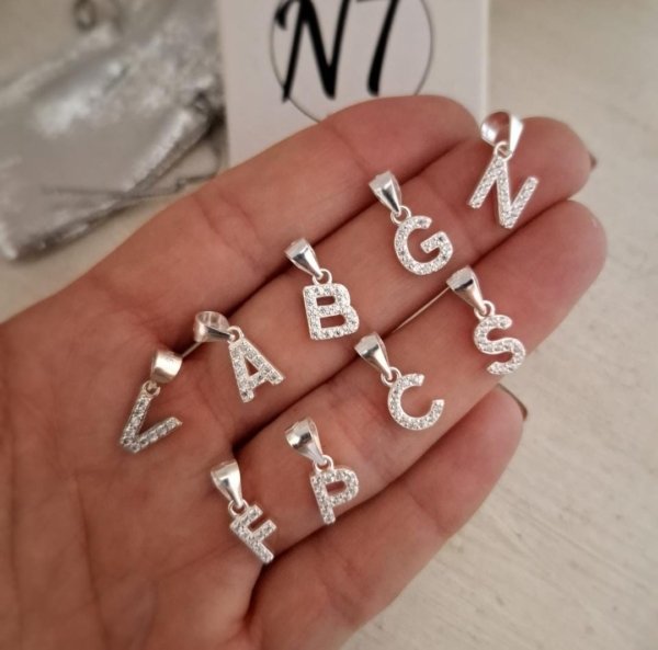 Dijes Iniciales pequeñas con Brillo Dije Inicial Pequeño con Brillo - Plata 925