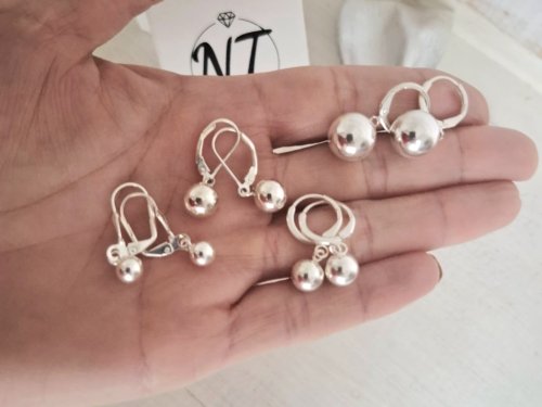 Argollas Brisura Bolitas - Plata 925