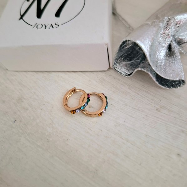 Argollitas Multicolor - Acero Dorado