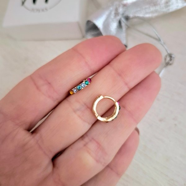 Argollitas Multicolor - Acero Dorado