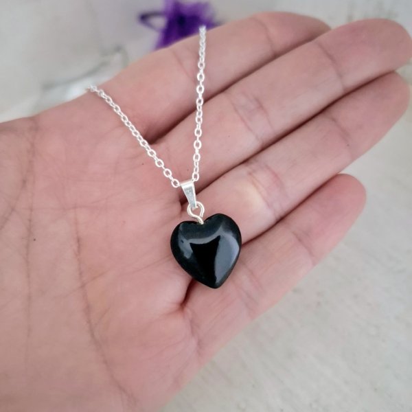 Colgante Corazón Negro en Acero Blanco Colgante Corazón Negro - Acero Blanco