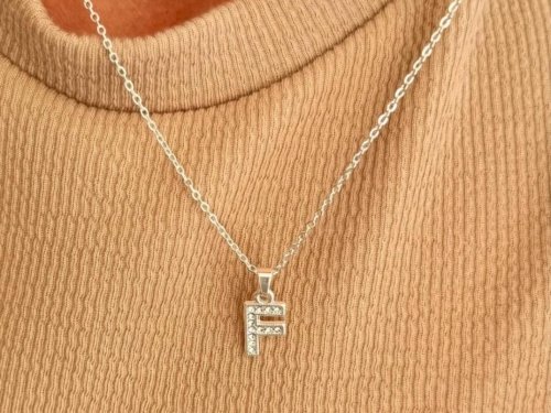 Colgante Inicial con Brillo - Acero Blanco