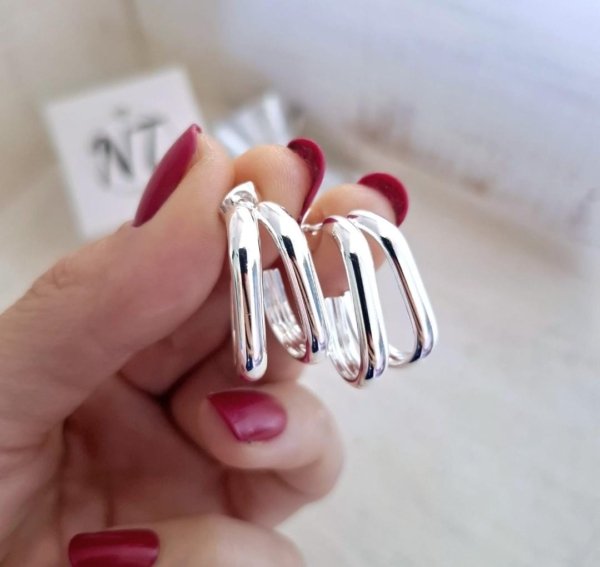 Aros Doble en acero blanco Aros Lagoa doble - Acero Blanco