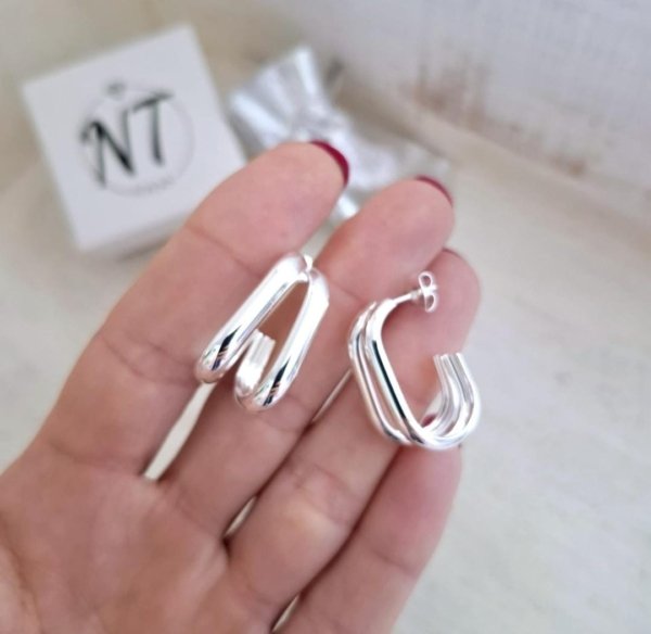 Aros Doble en acero blanco Aros Lagoa doble - Acero Blanco