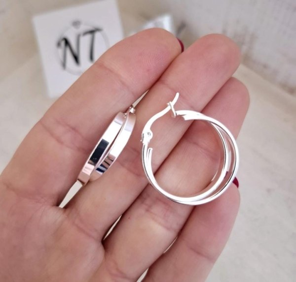 Argollas Anty Entrelazadas dobles Argollas Anty - Acero Blanco