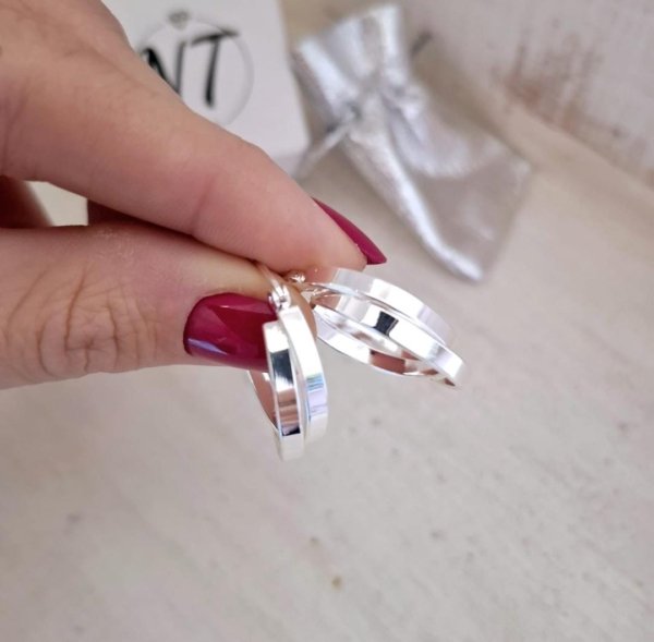 Argollas Anty Entrelazadas dobles Argollas Anty - Acero Blanco