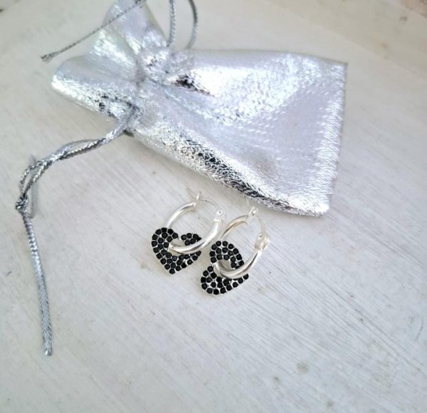 Argollas Corazón Negro Argollas Corazón Negro - Acero Blanco