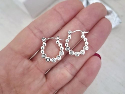 Argollitas Bolitas y punto luz - Acero Blanco