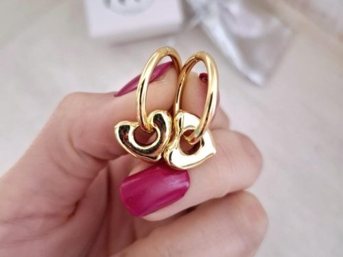 Argollas Corazón Calado en Acero Dorado Argollas Corazón Calado - Acero Dorado