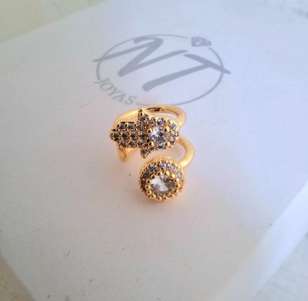 Cuff Doble Mano de Fátima - Acero Dorado