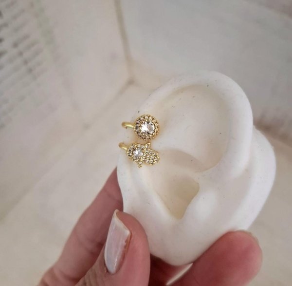 Cuff Doble Mano de Fátima - Acero Dorado