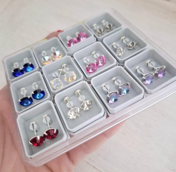 Abridores Redondos Brillantes - Enchapados Plata 925