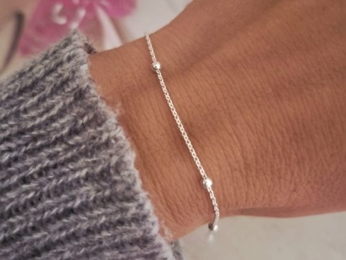 Pulsera bolitas simple. plata 925