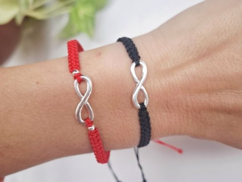 Pulsera macramé Infinito, plata 925