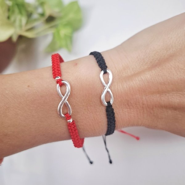 Pulsera macramé Infinito, plata 925